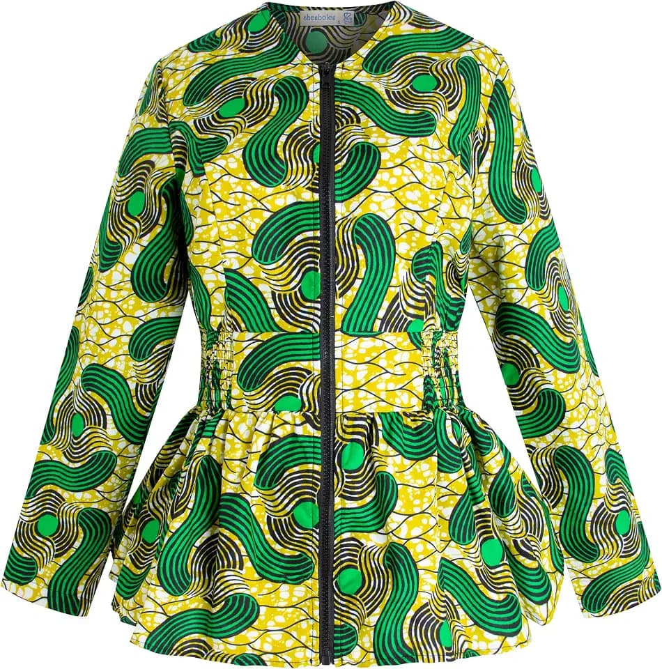 SHENBOLEN Women African Print Shirt Ankara Long Sleeves Top