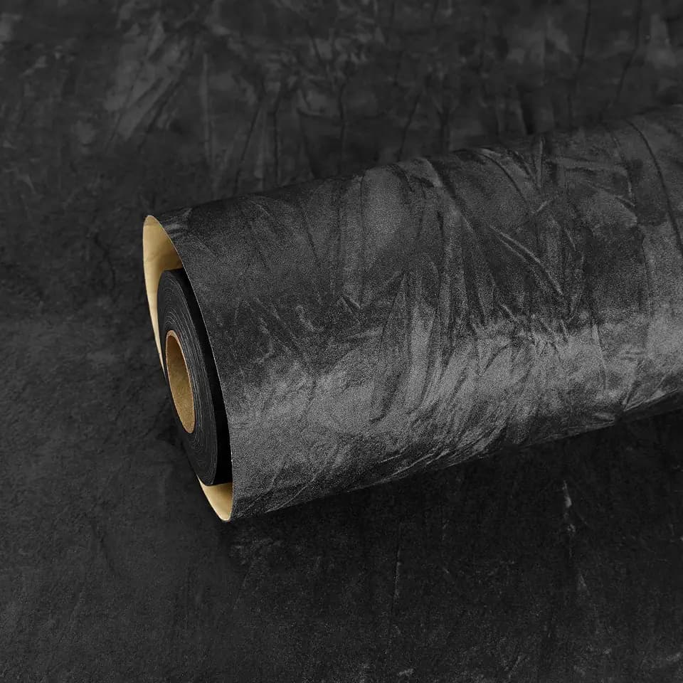 ReWallpaper Tapete Samt Schwarz Selbstklebende Tapete Beflockte Vintage Klebefolie Möbel Velours Schwarz 44.5cm×2m Samt Filzstoff Selbstklebend Samtbeflockung Dekofolie für Schrank Kommode Matt