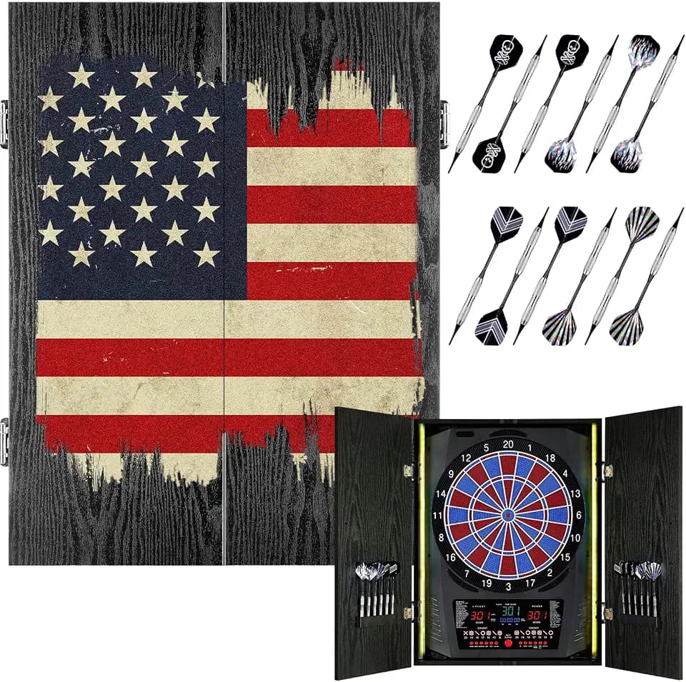 Electronic Dart Board, Electric Dartboard with Patterned Cabinet
