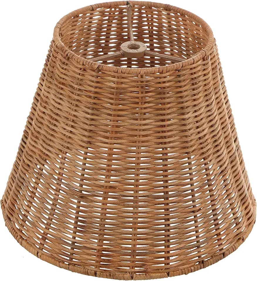 Aspen Creative 32985, Empire Natural Rattan Spider Shade, 6" Top x 10" Bottom x 8" Slant