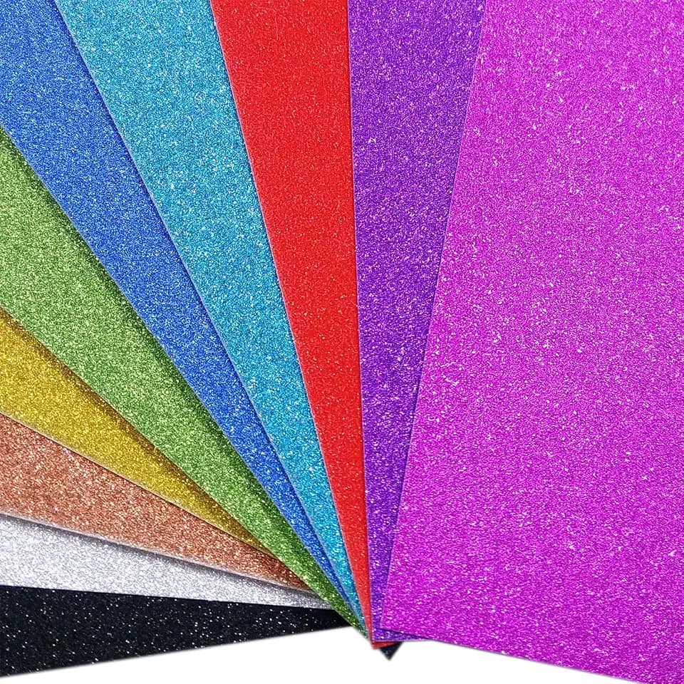 10 Bögen Glitzerkartonpapier, A4, zum Basteln zu Weihnachten und Geburtstag, Einpackpapier, Bastelkarton, Papier, multi, A4
