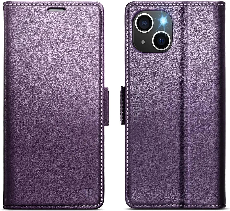for iPhone 15 Case Wallet with Card Holder, Purple