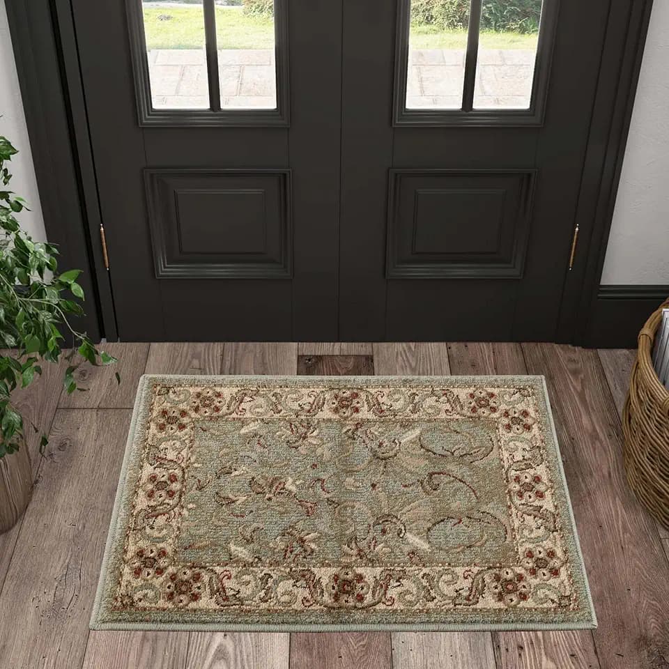 SUPERIOR Indoor Area Rug, Traditional Floral Scroll Décor,2'x3', Green