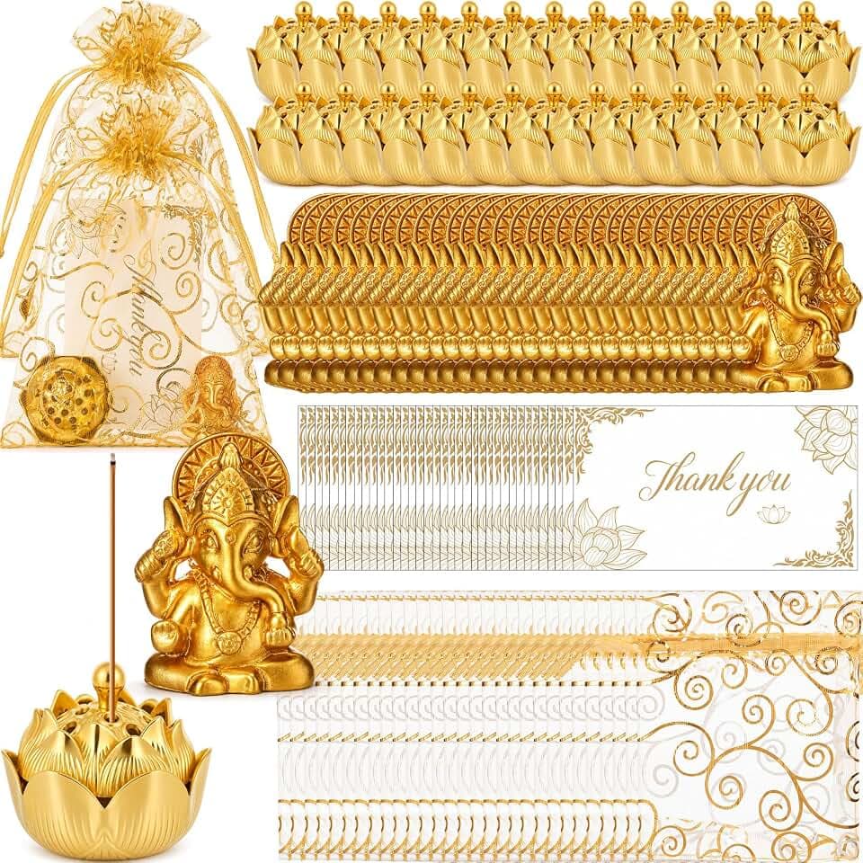 AceOrbit 30 Pack Diwali Return Gifts Set Mini Ganesha Figurines, Gold
