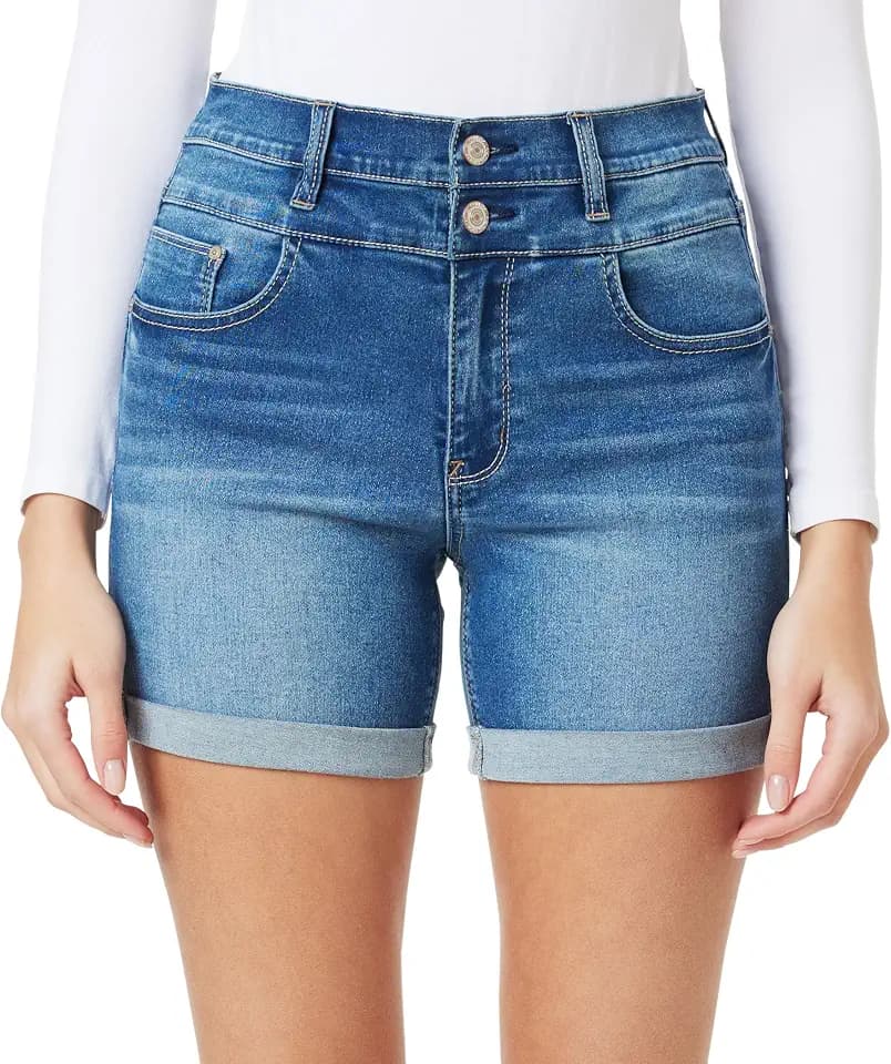 WallFlower Sassy 5" Midi Denim Shorts for Women, Sizes 0 - 17