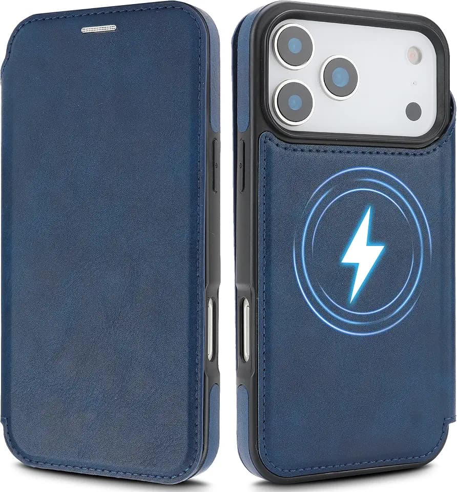for iPhone 18/17 Pro Max Wallet Case with [RFID Blocking] Card Slot, MagSafe-Fit，PU Leather Strong Magnetic Flip Fold Protective Phone Case for iPhone 18/17 Pro Max Case Wallet,Blue