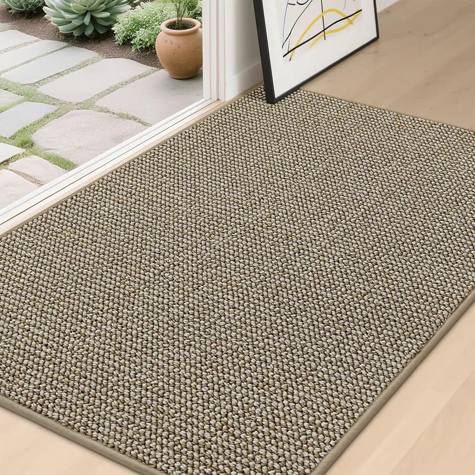 BEQHAUSE Dirt Trapper Door Mat 32" x 48", Non-Slip Washable, Light Beige