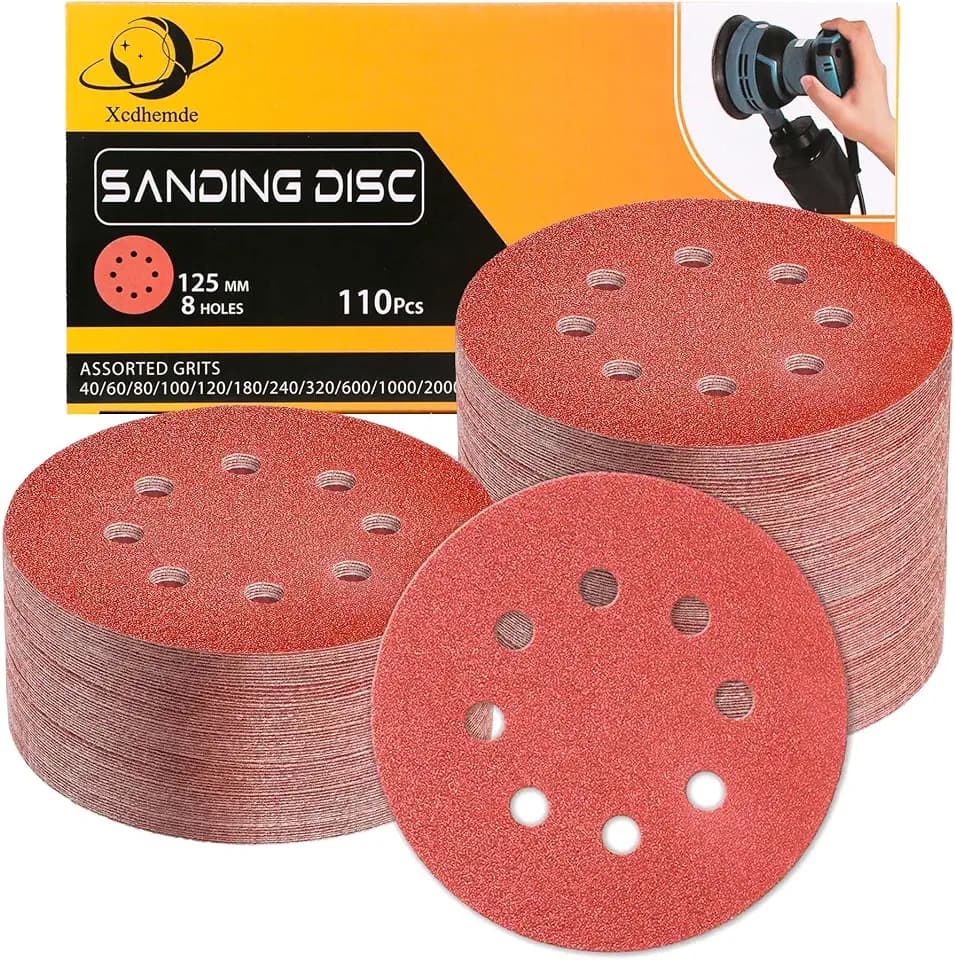 110 Stück Schleifpapier 125mm Klett, 8 Löcher Rund