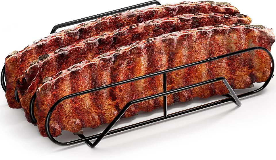 Sorbus Rib Rack for Smoking, Grill Roasting Stand (XL, Black)