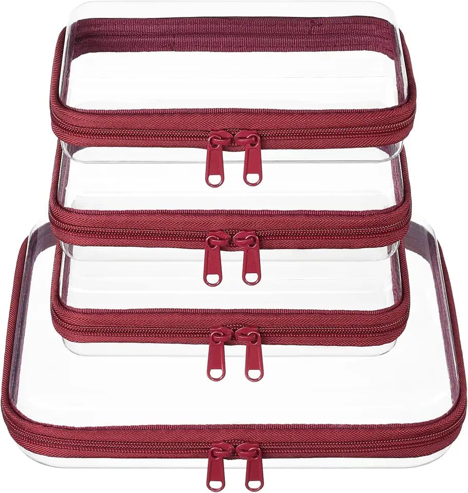 Clear Zipper Pouches, Hard Shell Zipper Case (M+3S)
