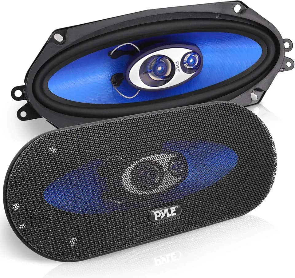 3-Way Universal Car Stereo Speakers - 300W 4" x 10" Triaxial Loud Pro Audio Car Speaker Universal OEM Quick Replacement Component Speaker Vehicle Door/Side Panel Mount Compatible - Pyle PL410BL (Pair)