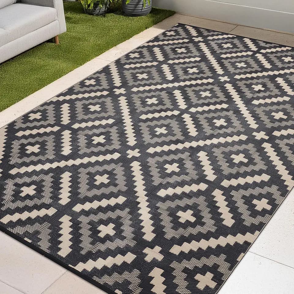 YONILE Outdoor Rug Waterproof for Patio,4x6 ft Outdoor Plastic Straw Rug