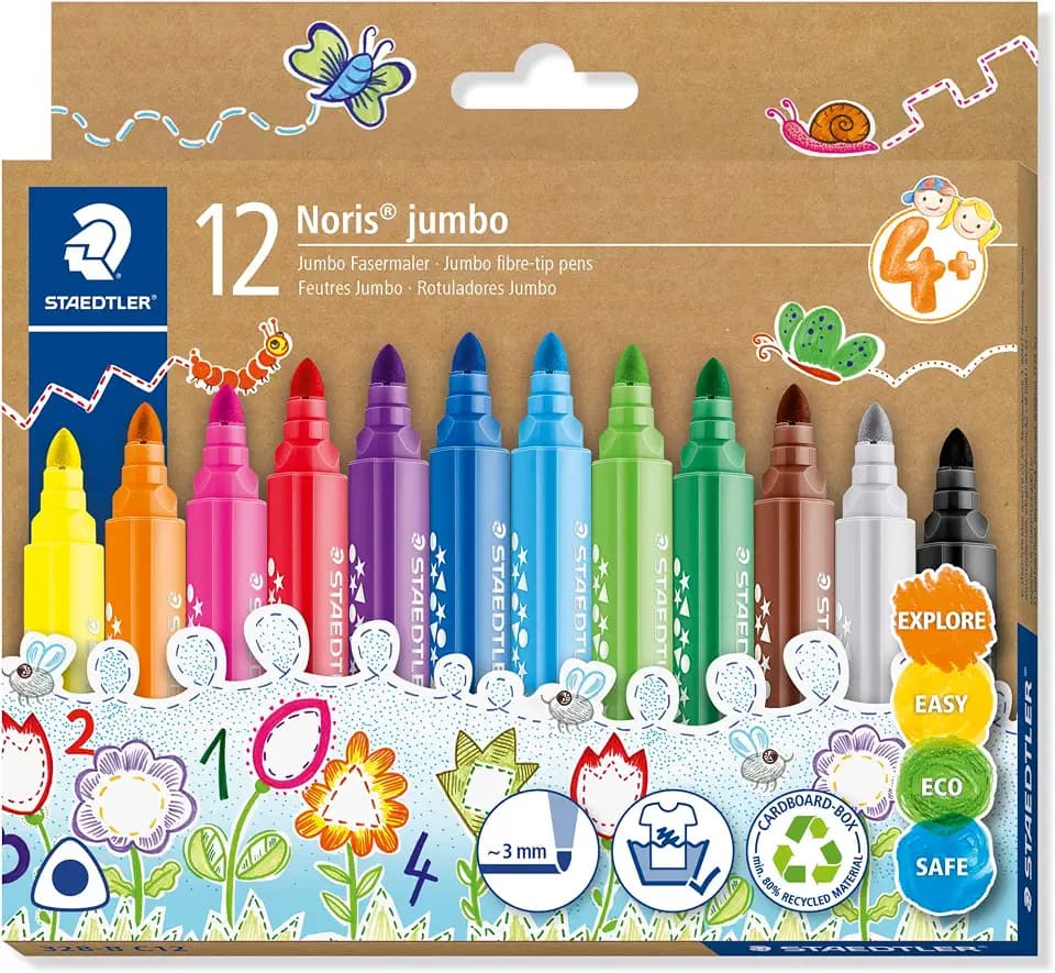 STAEDTLER Noris jumbo 328-B Fasermaler – 12er Set, 3,0 mm
