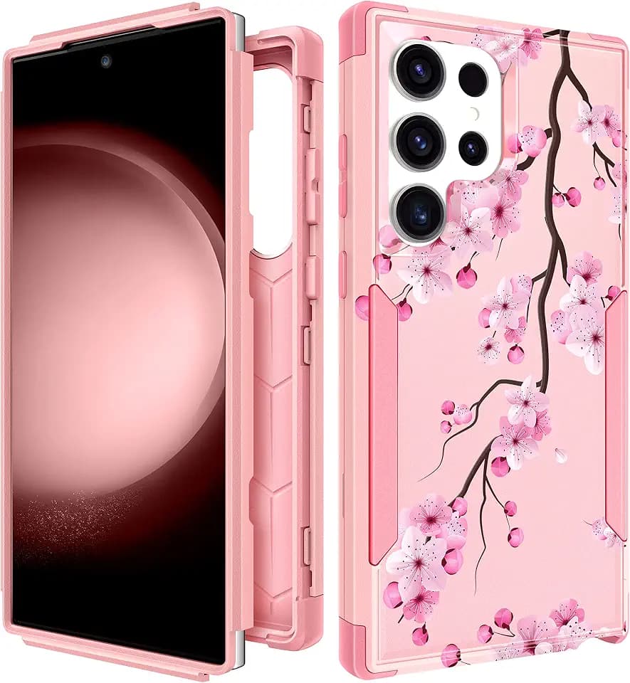 for Samsung Galaxy S23 Ultra Case - Women Cute Girls Phone Cover Cool Aesthetic Unique Design Teen Kawaii Flower Heavy Duty Protective Hard Shockproof Military Grade Funda for S23 Ultra