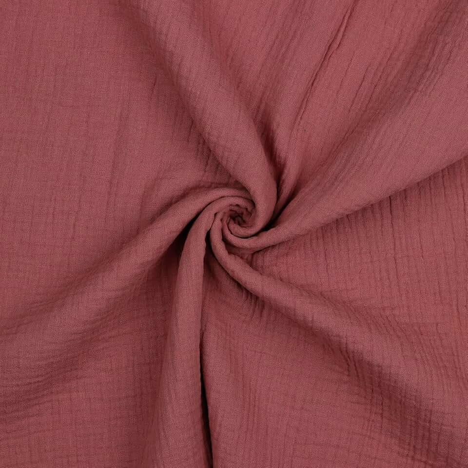 VmG-Store Double Gauze Musselin Stoff Tex zertifiziert Uni Meterware über 40 Farben 100% Baumwolle (027 I Mauve, 200 x 135cm)