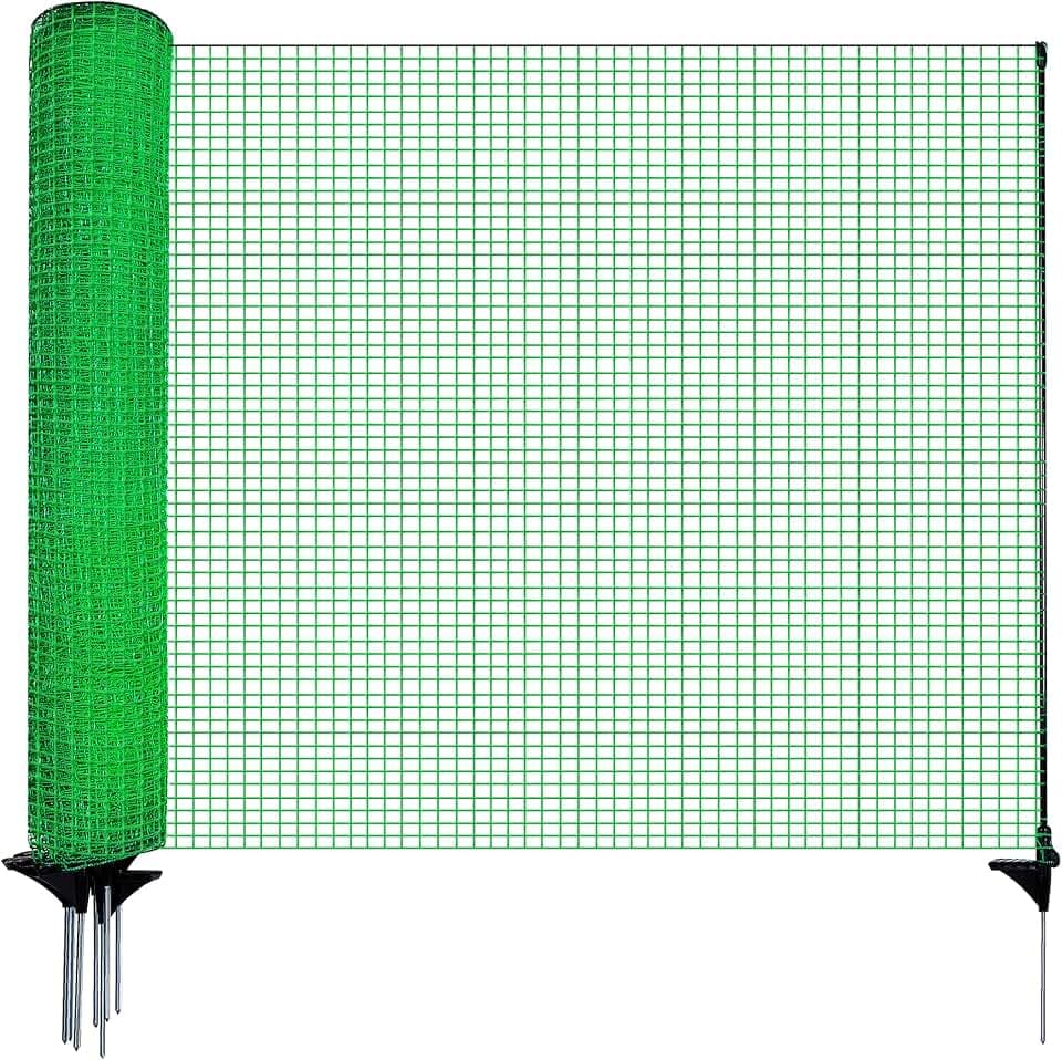 Signstek Begrenzungszaun, mobiler Zaun 120 cm hoch, 15m lang, 9 Pfähle, Hundezaun Hühnerzaun Gartenzaun Steckzaun ideal für Garten, Haus, Hof, Grün