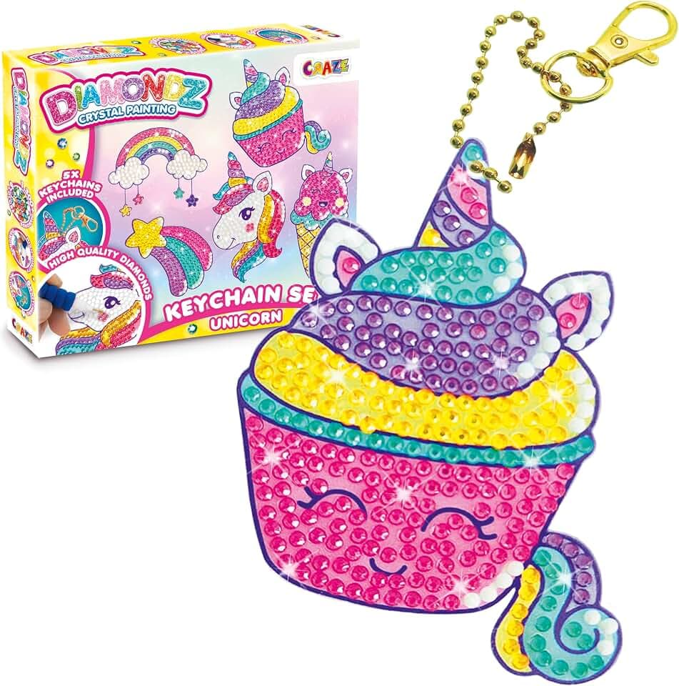DIAMONDZ 5x Diamond Painting Schlüsselanhänger Set Einhorn - Bastelset