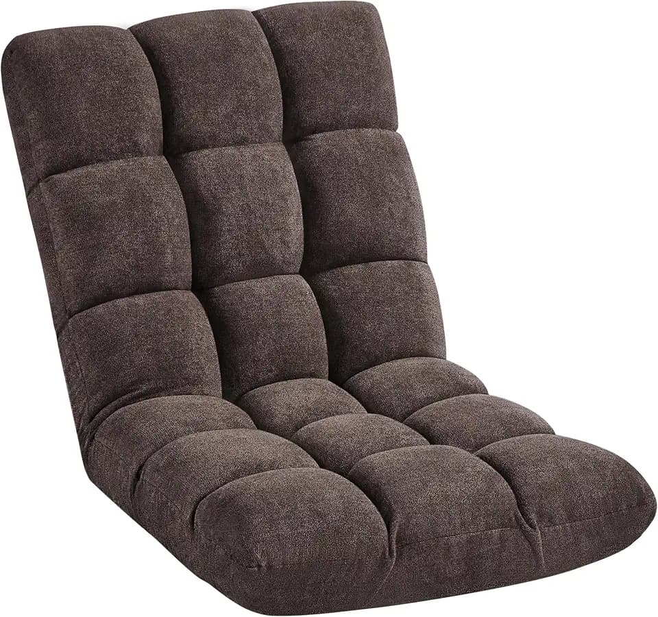Yaheetech Bodenstuhl klappbar Relaxsessel mit Verstellbarer Lehne, Braun