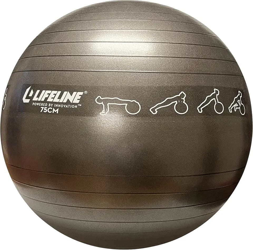 Lifeline Fitness Exercise Ball with Workout Guide – Burst-Resistant Stability Ball with Pump for Core, Balance, and Pregnancy Exercises