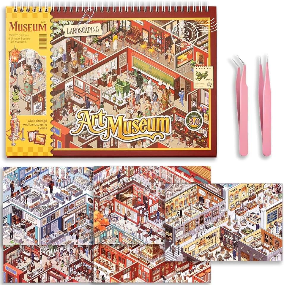 Extra-Large DIY 3D Sticker Scene Book for Adults Kids 5 Sets (Pavilion)