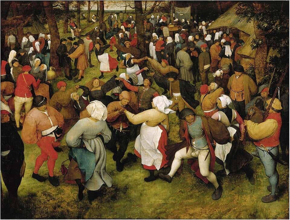BRUEGHEL-Wedding Dance in The Open air (Dekorative Paneele 100x75 cm), Holz, Multicolor, 100 x 1,8 x 75 cm