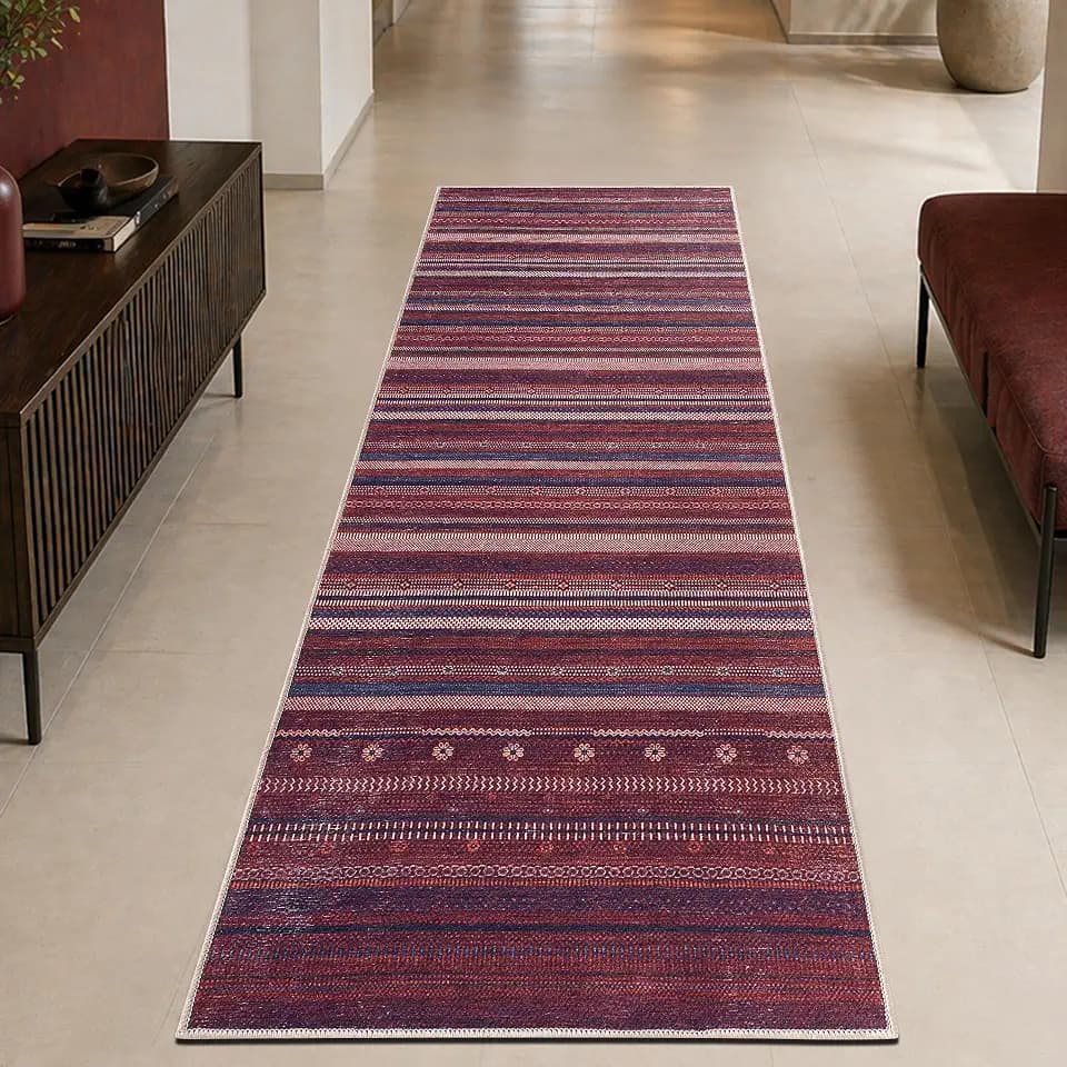 Keen Home Design Vintage Washable Runner Rug, Non-Slip Low Pile, 2x7
