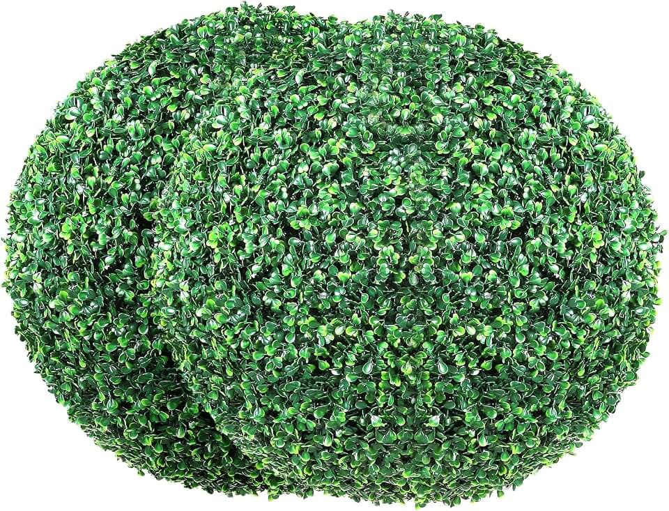 VEVOR 2X Buchsbaumkugel Künstlich Ø40,6cm Garten Deko Buchsbaum Kugel künstlich Buchskugel Kunstpflanze aus PE, Holz, PP inkl. 4 STK. Dekorative Schmetterlinge und 10 STK. Ersatzblätter