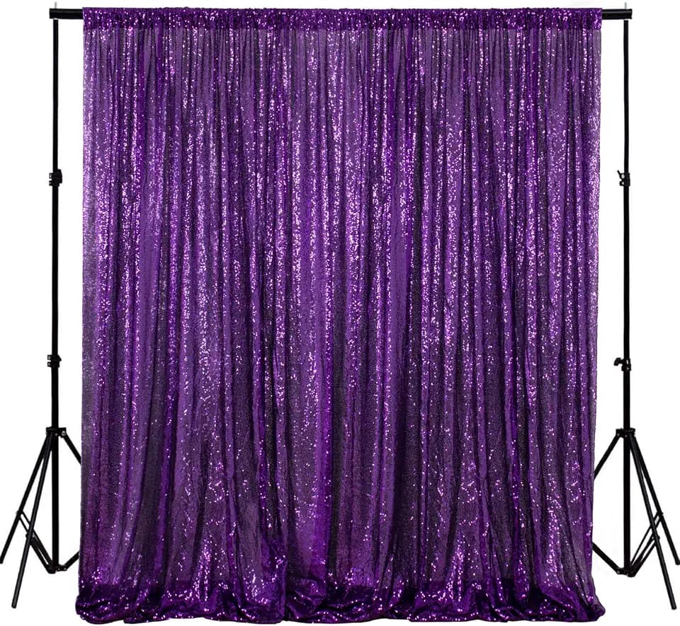 ShinyBeauty 4FTx6FT Purple Sequin Backdrops,48"x72" Purple Sequin Backdrops for Wedding/Party/Decor