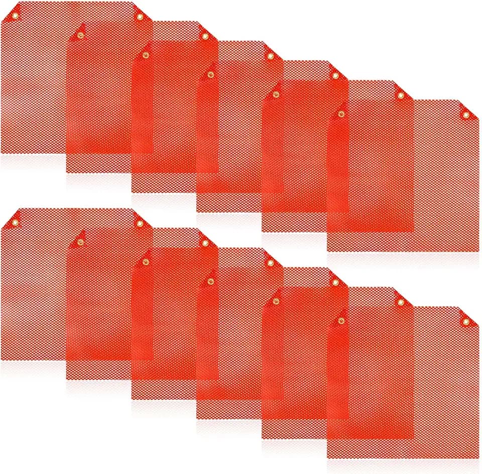Newwiee Safety Flags for Trucks 12 Pcs 18" x 18" Orange Mesh Warning Flags