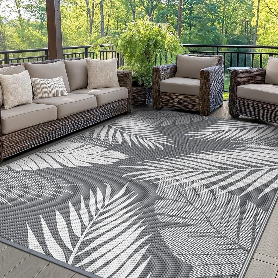 GENIMO Outdoor Teppich Wetterfest 180x275cm Plastik-Strohhalm Matte