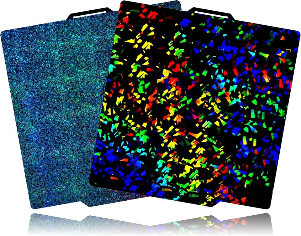 Holographic Build Plate for Bambu Lab P1S P2S X1 X1C X1E A1 - Tinytrees 257×257mm Flexible Spring Steel Plate with Flake & Starry Pattern, Easy Release 3D Printer Bed for PLA TPU PETG ABS