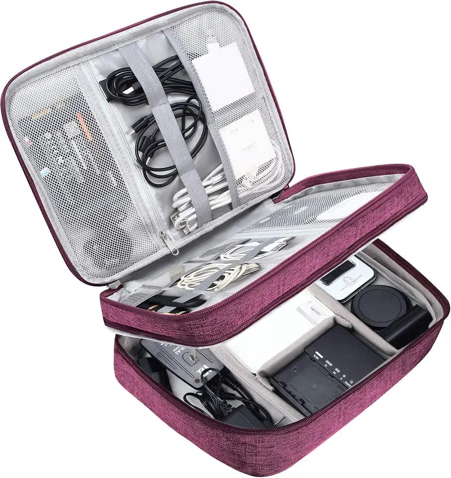 SELLYFELLY Electronic Bag Travel Cable Accessories Bag Waterproof Double Layer Electronics Organizer Portable Storage Case for Cable, Cord, Charger, Phone, Adapter, Power Bank, Kindle, Hard Drives