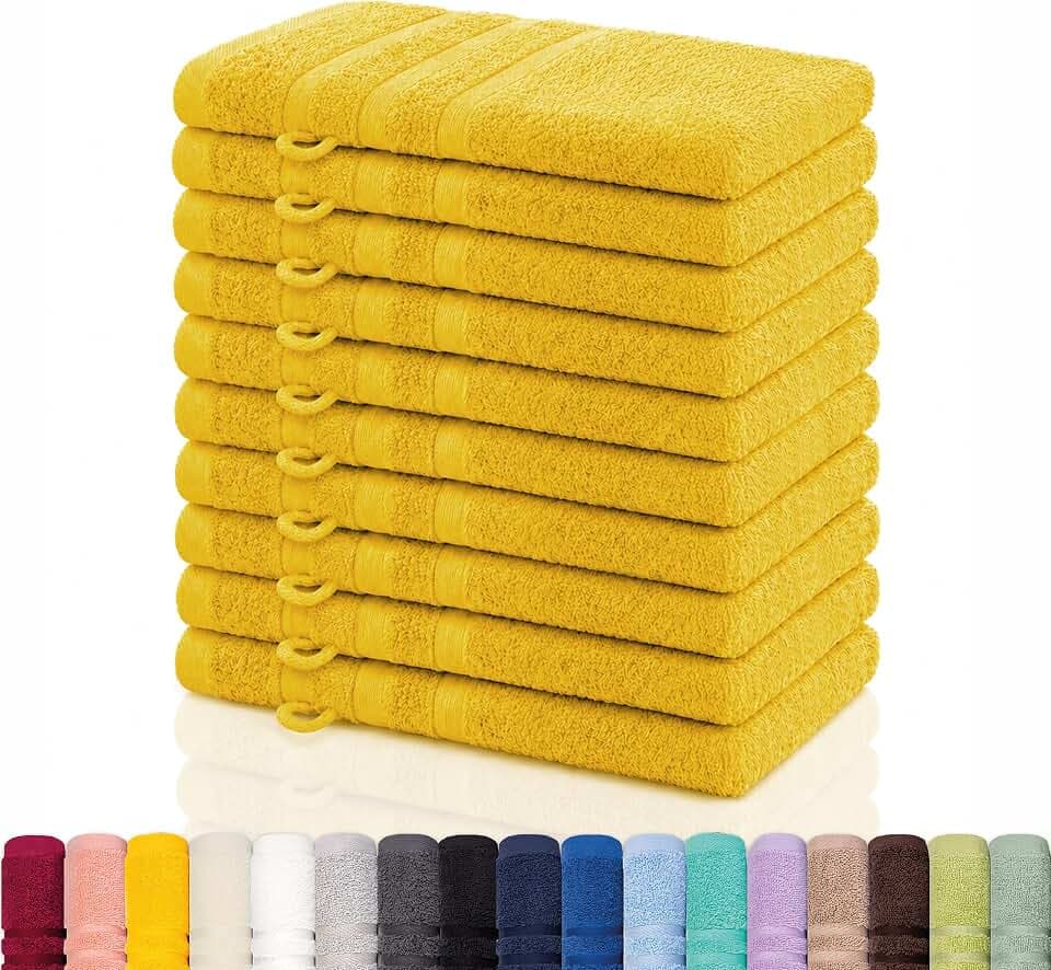 Lavea® 10er Set Waschhandschuh 15x21 cm – Rapsgelb