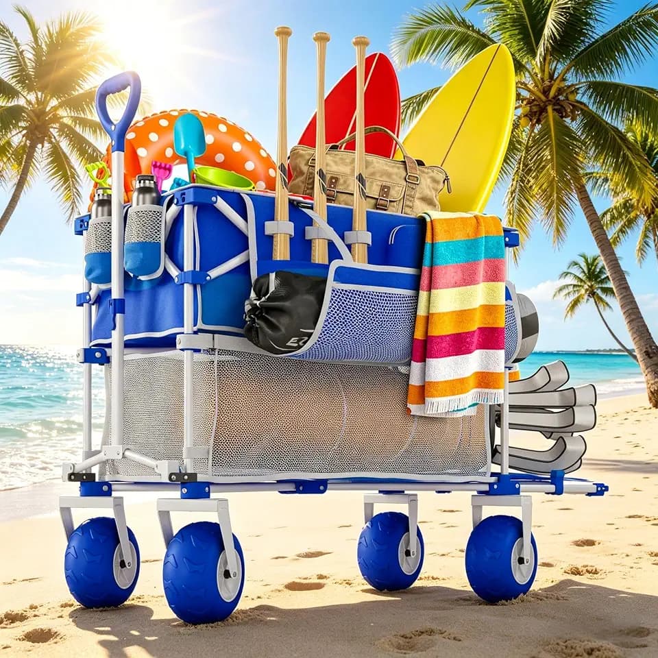 Beach Wagon with Big Wheels for Sand, Double-Decker