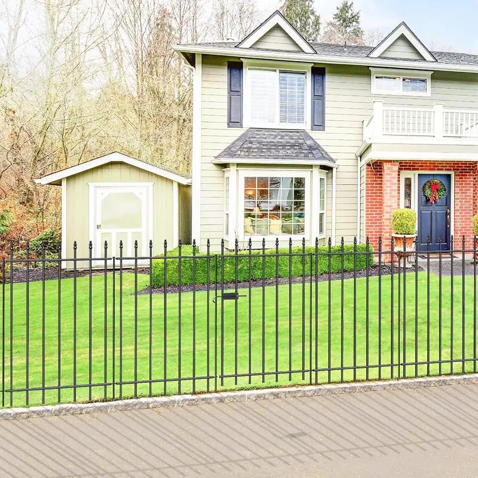 Decorative Metal Garden Fence with Gate 36" x 10', Dog Fence Outdoor