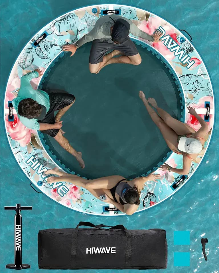 HIWAVE Inflatable Water Hammock Float,Floating Dock, Inflatable Dock,Inflatable Floating Dock,Lake Floats, Suitable for Drifting on the Sea and Lakes, and Used for Parties w/Multiple People
