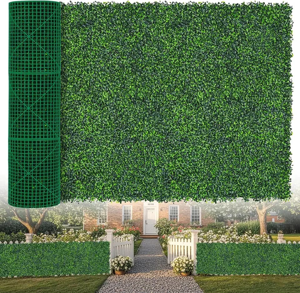 Artificial Boxwood Roll,48x120 in(40 sqft) UV-Anti Faux Ivy Grass Wall