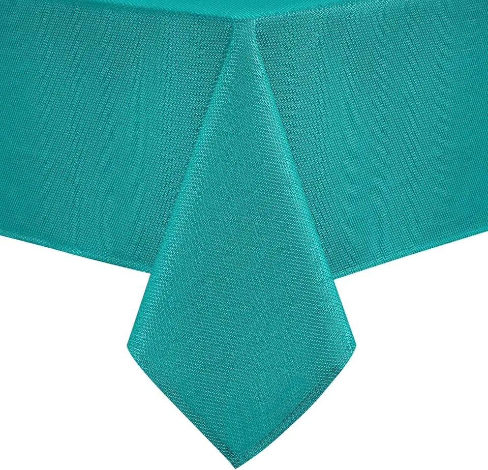 Hiasan Jacquard Textured Square Tablecloth 54x54 Inch, Turquoise