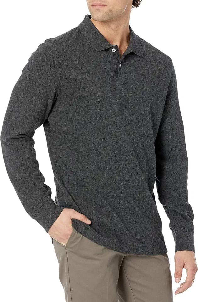 Amazon Essentials Men's Long-Sleeve Pique Polo Shirt