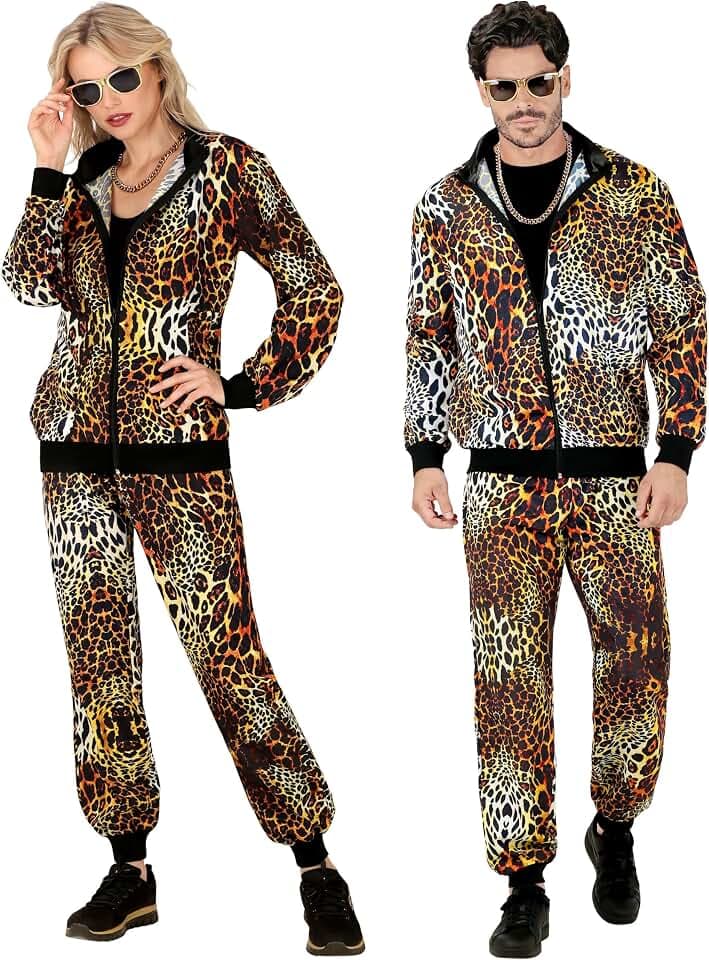 Party Trainingsanzug Leopard für Erwachsene | Orange