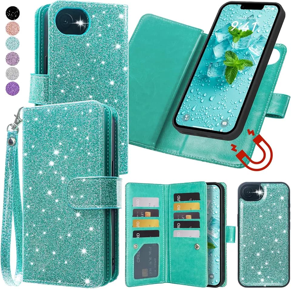 Varikke for iPhone 17e / 16e Case Wallet Magnetic Detachable, Mint Green