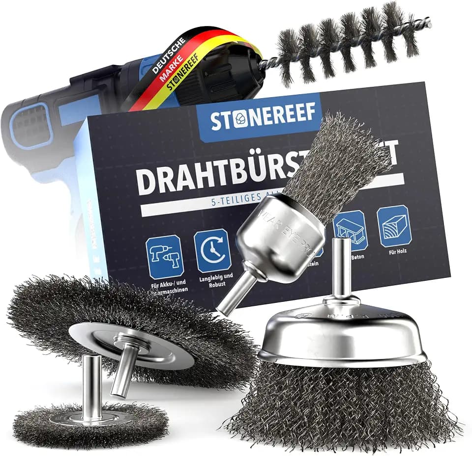 Drahtbürste Set 5-teilig 6mm Schaft für Bohrmaschine Akkuschrauber