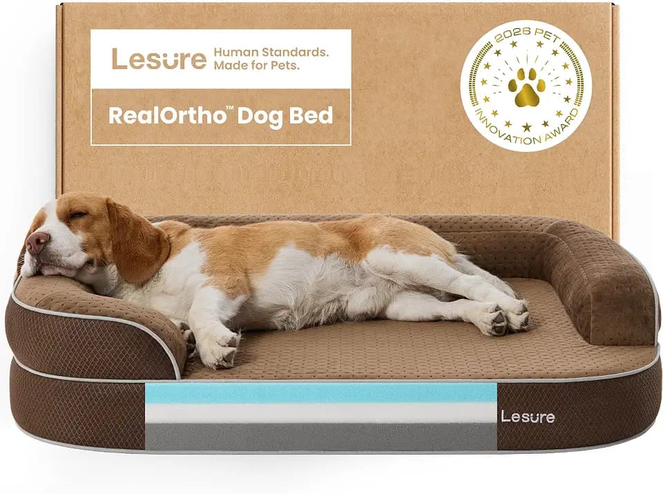 LE SURE RealOrtho™ 3-Layer Orthopedic Dog Beds Large Sized Dog,35" Brown