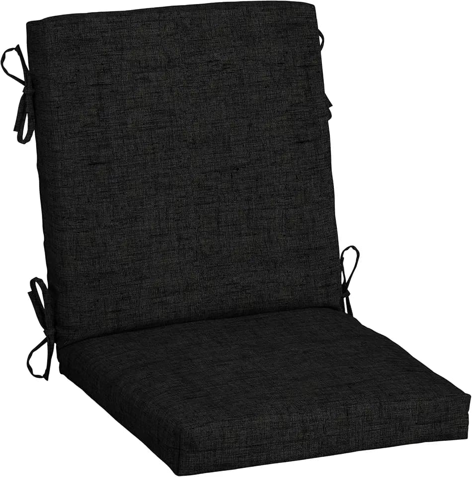 Arden Outdoor Midback Chair Cushion, 18x36.5, Black