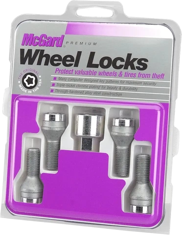 McGard 27216 Chrome Bolt Style Cone Seat Wheel Locks (M12 x 1.25) Set of 4 Locks / 1 Key (Pack of 1)