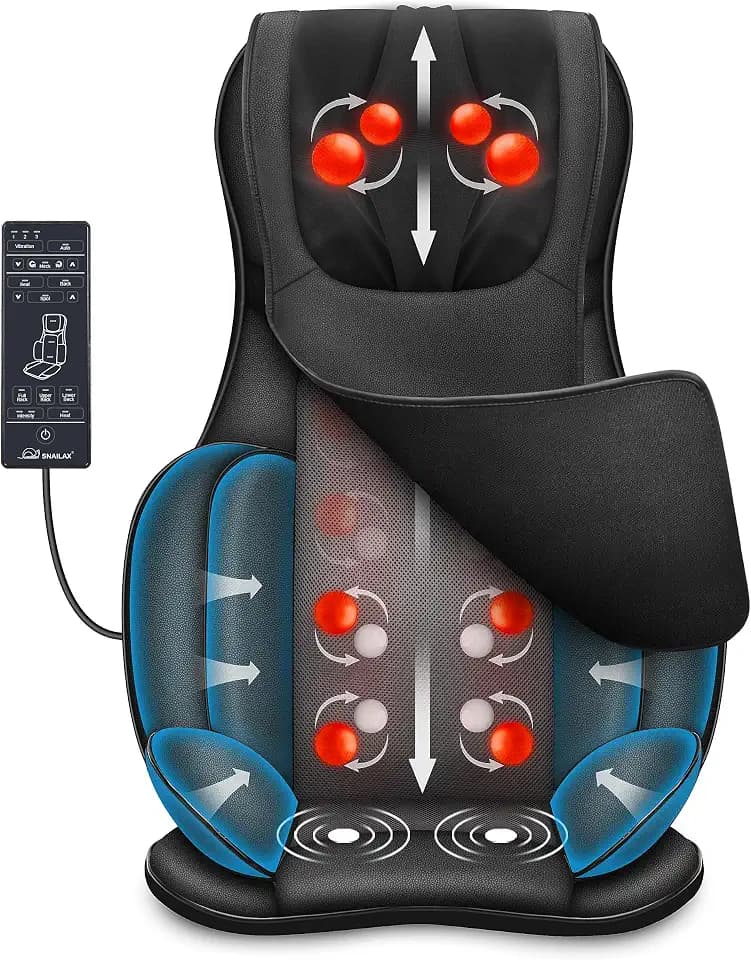 Snailax Ganzkörper-Massagestuhlauflage, Shiatsu-Nacken-Rückenmassagegerät mit Wärme und Kompression, 4D-Knetmassage für den gesamten Rücken, Geschenke für Papa/Mama