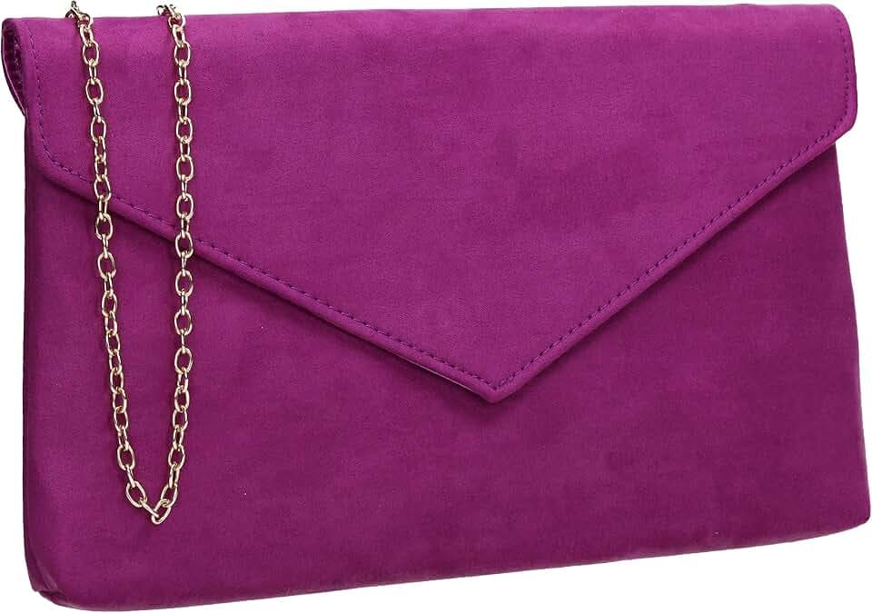 SwankySwans Rosa Clutch aus Wildlederimitat, schmal