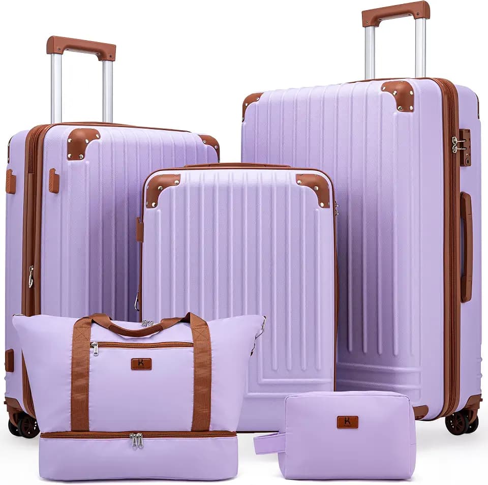 KUNEL Luggage Sets 5 Piece, Hardshell Expandable Suitcase, 20/24/28inch