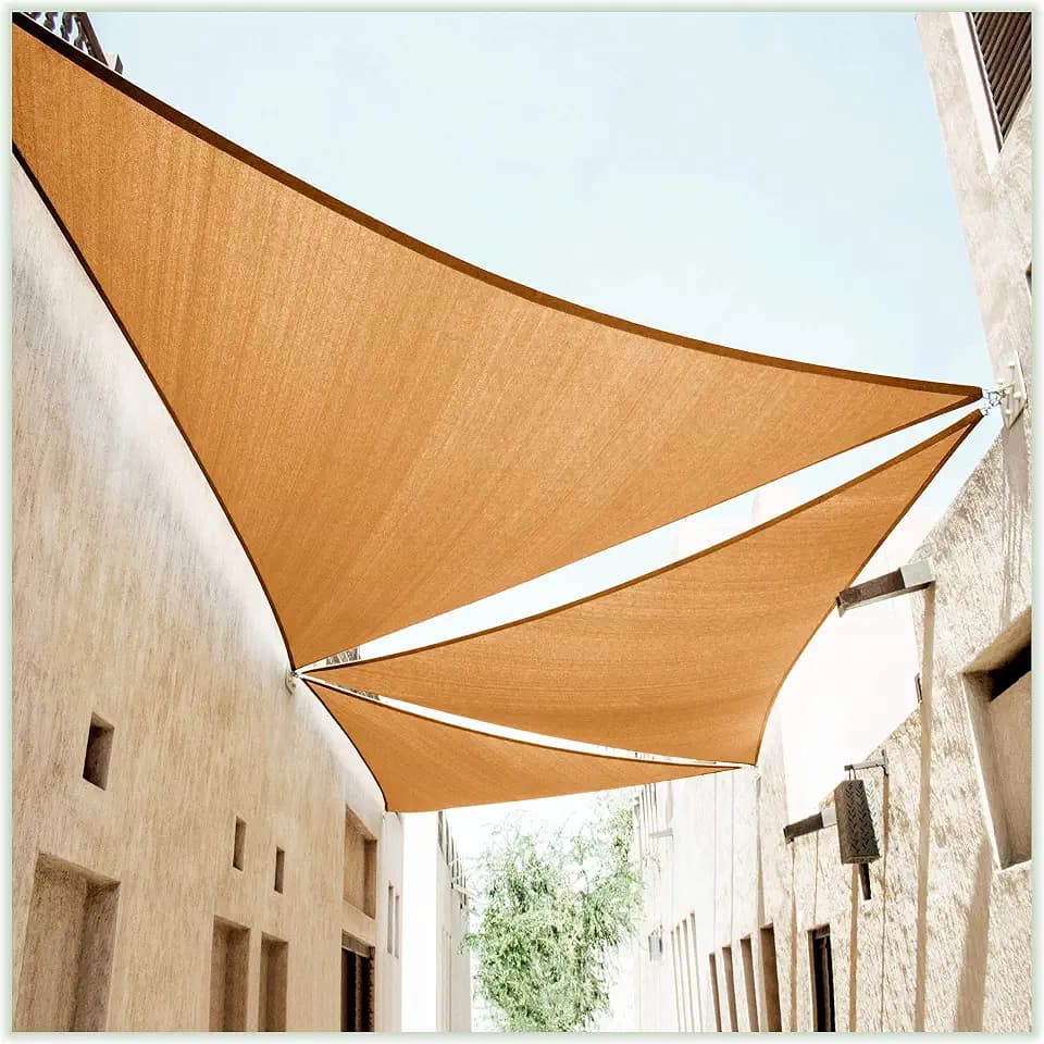 ColourTree 14' x 14' x 19.8' Sand Triangle Sun Shade Sail for Patio