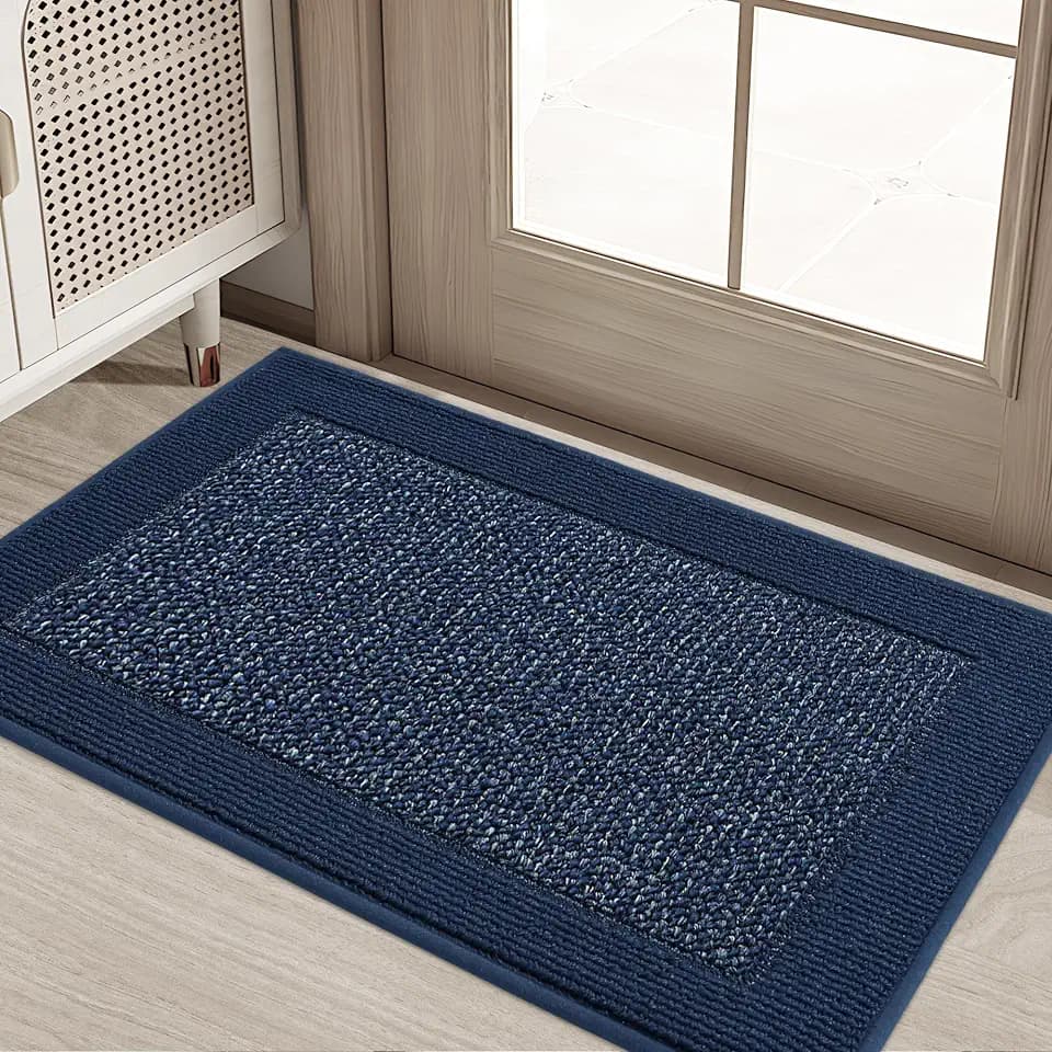 BEQHAUSE Indoor Door Mat 20" x 32", Dirt Trapper Door Mats, Blue